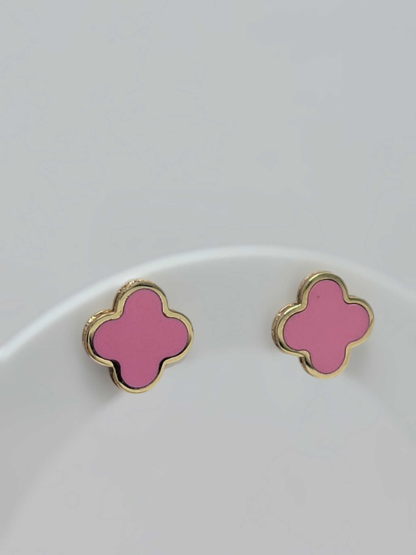 Aretes rosa flor 14k