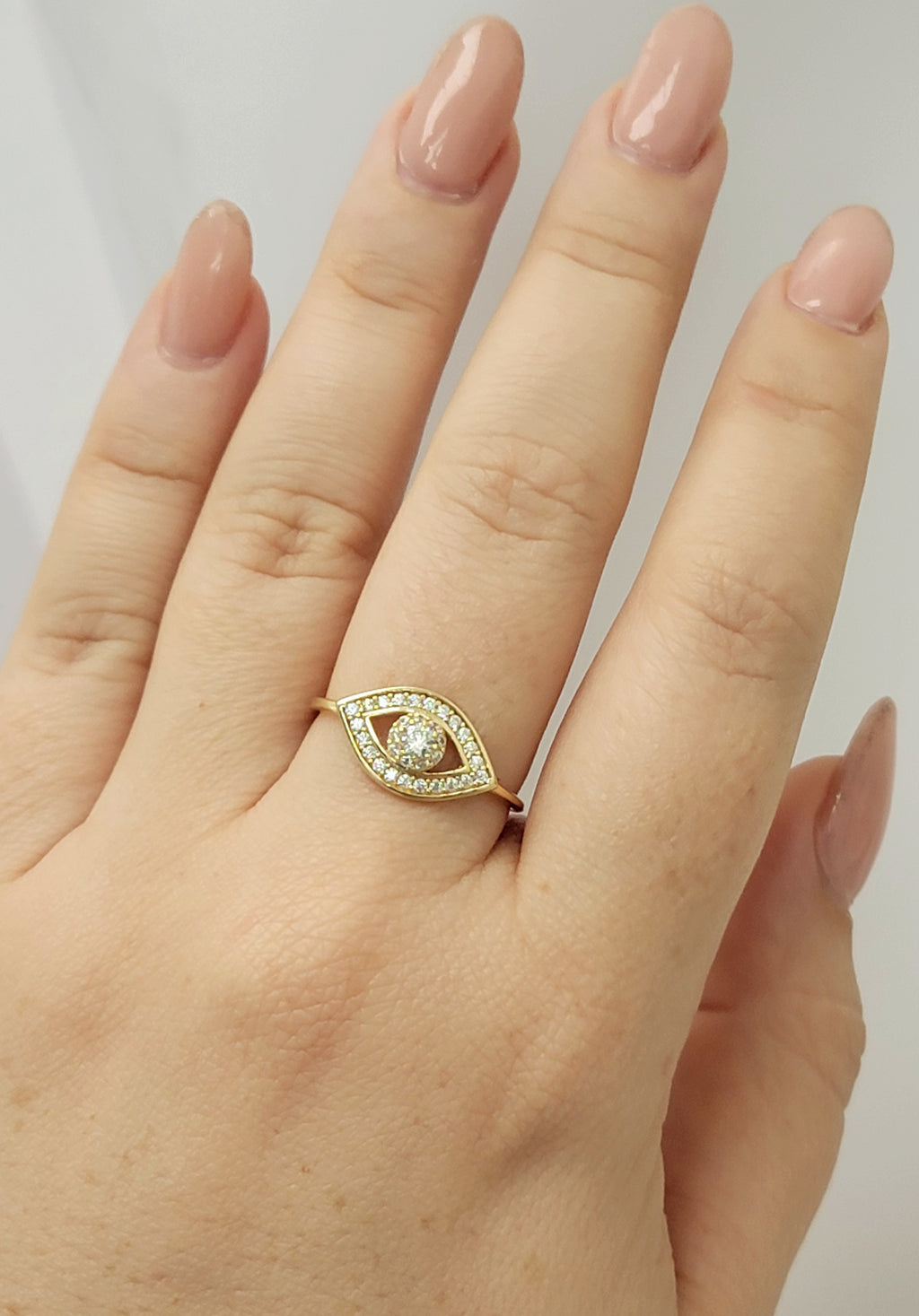 Anillo ojo turco con piedra 14k