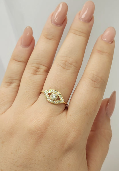 Anillo ojo turco con piedra 14k