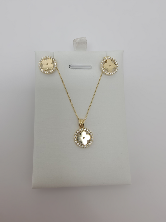 Set de cadena y aretes 14K