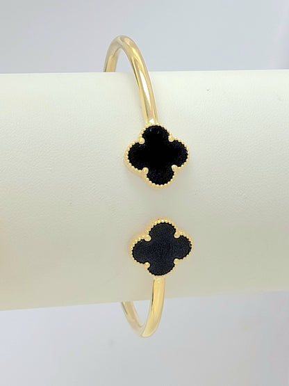 Pulsera rígida clover 14k
