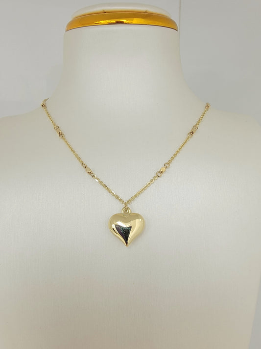 Cadena con dije de corazon 14k
