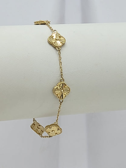 Pulsera clover 5 flores 14k