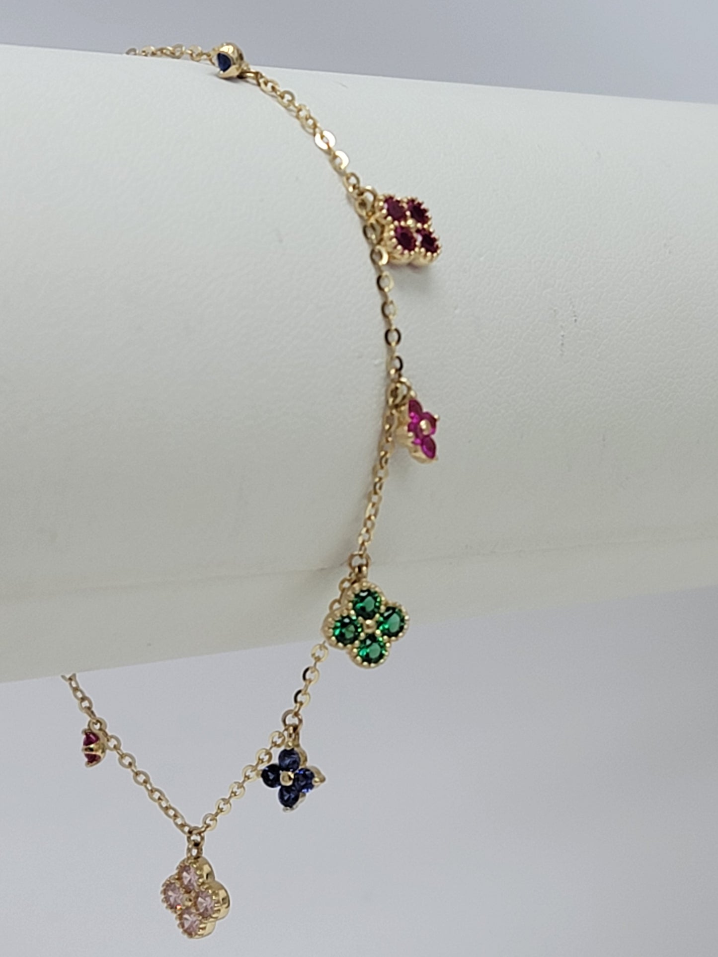 Pulsera colgantes clover 14k