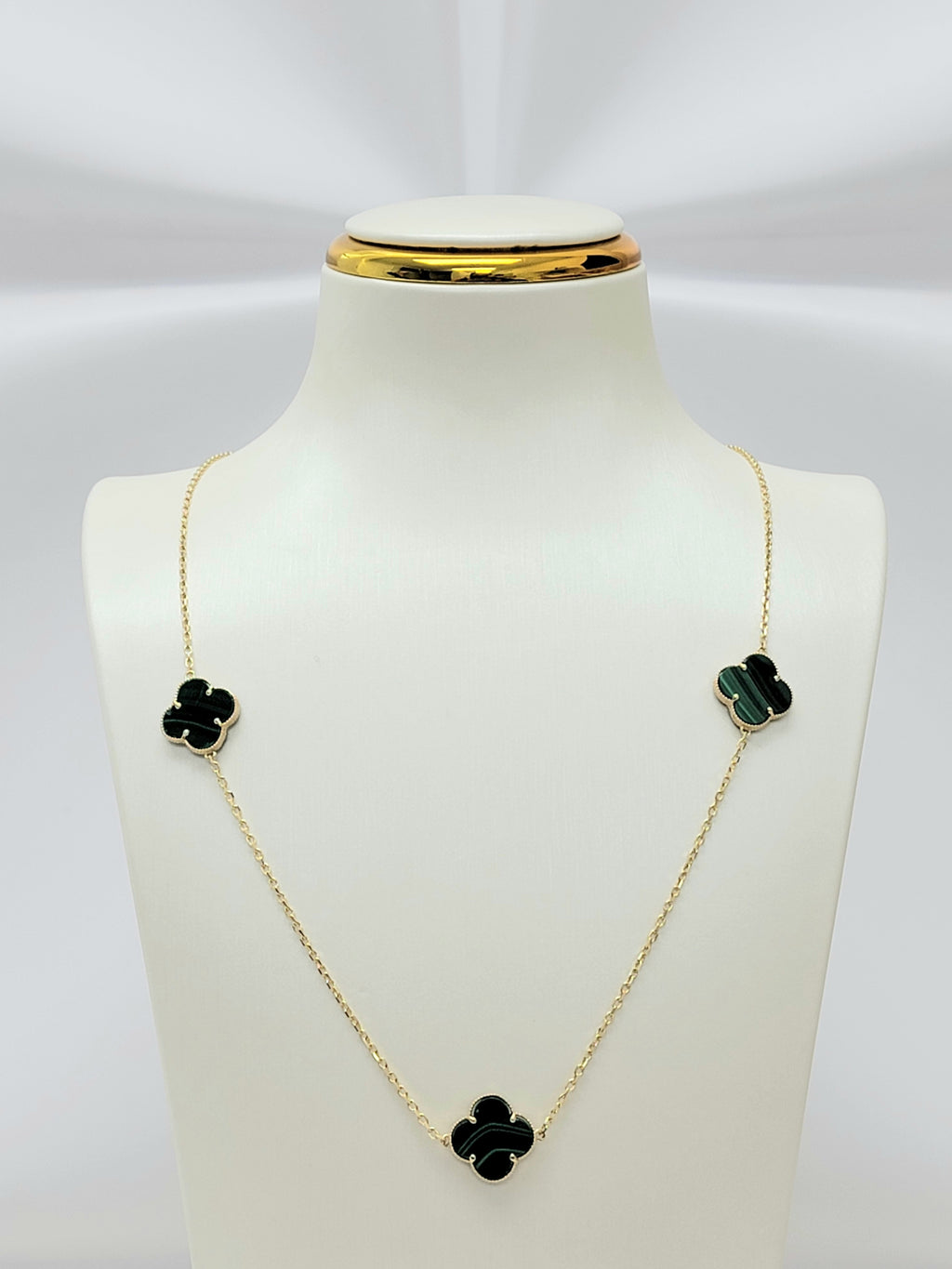 Cadena 3 clover verde 14k