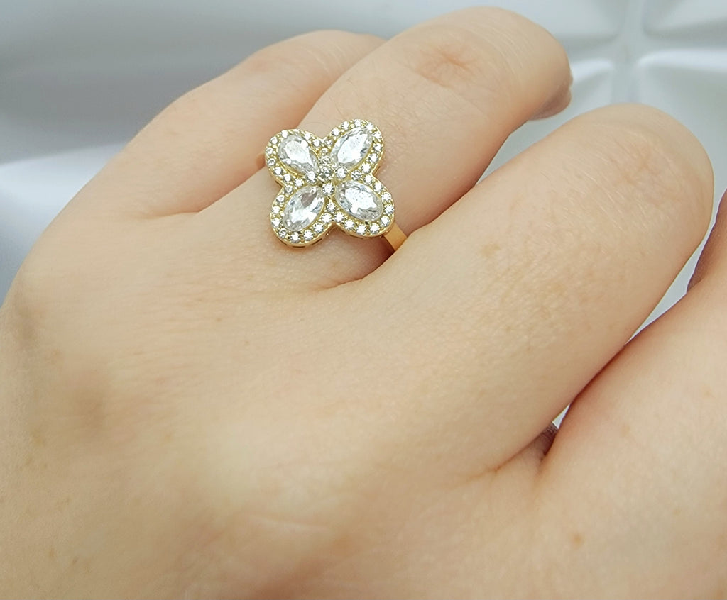 Anillo flor 14k