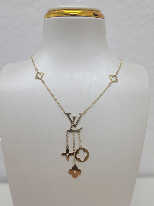 Cadena LV con colgantes 14K