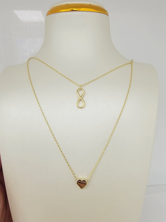 Cadena con dije doble 14k