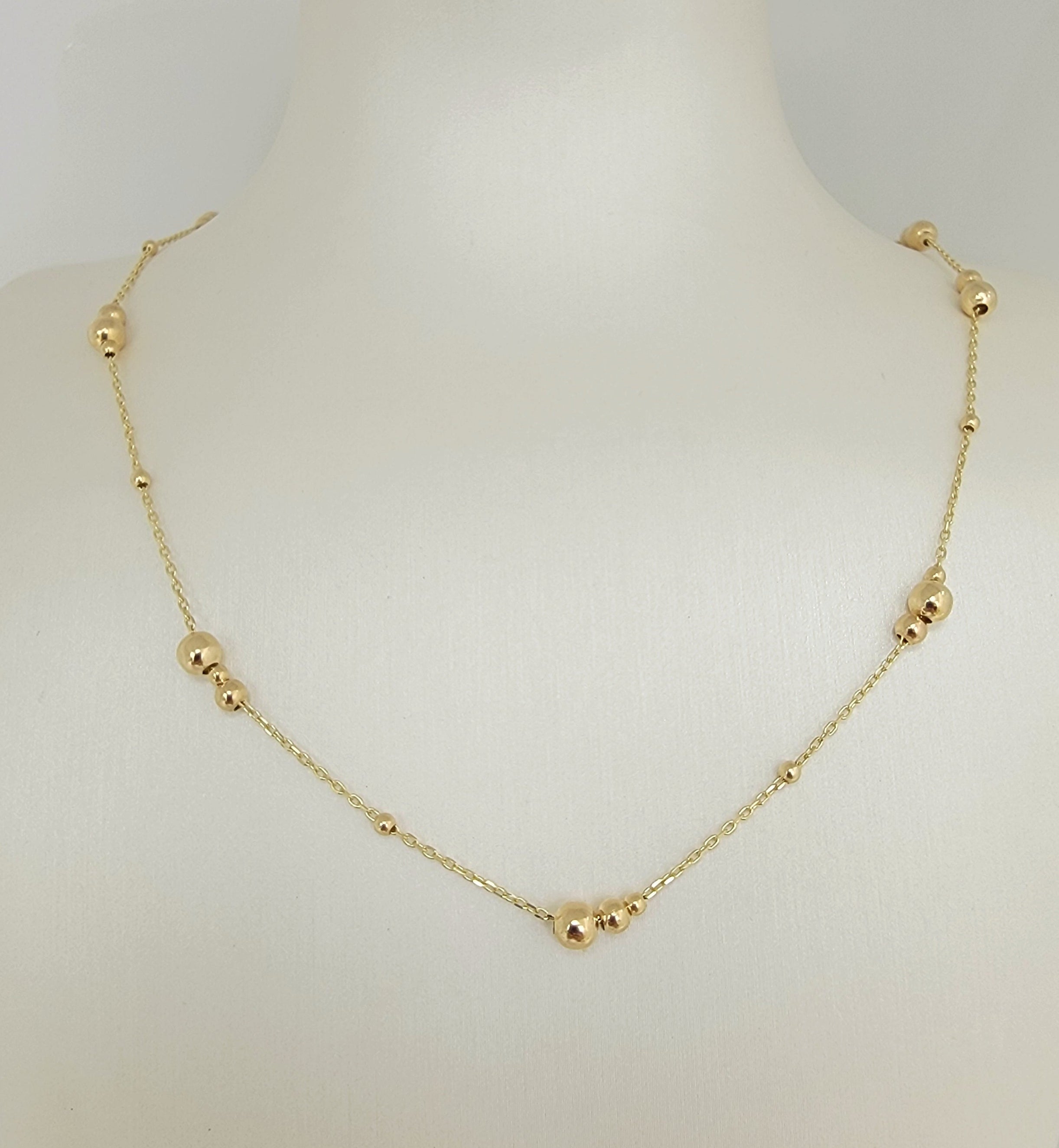 Cadena de bolitas sencilla 14k