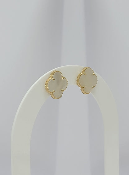 Aretes clover blancos 14k