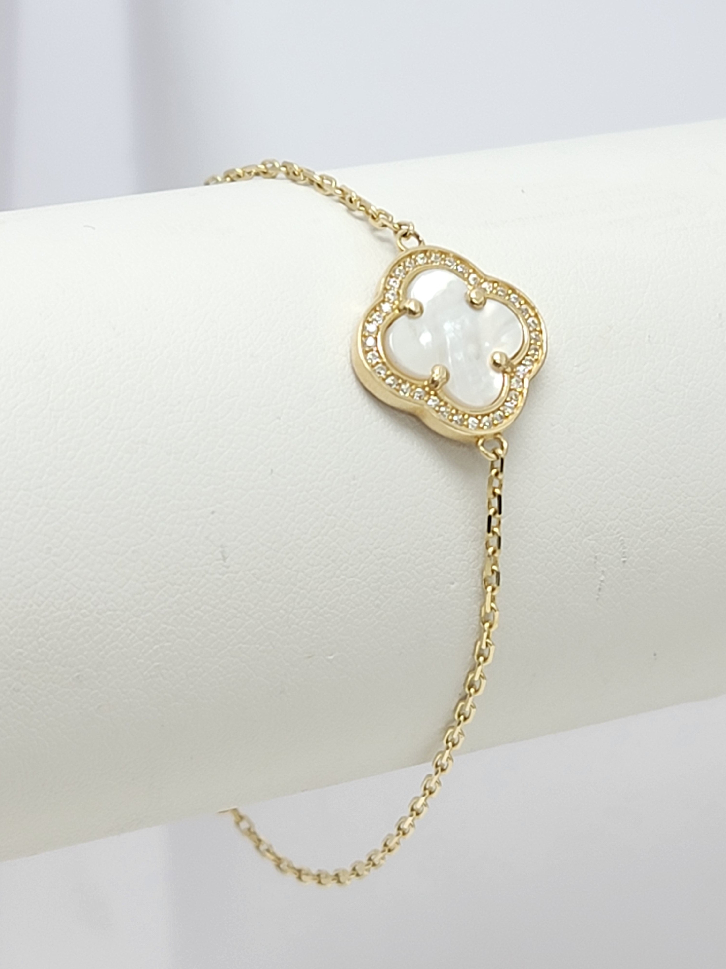Pulsera clover 14k