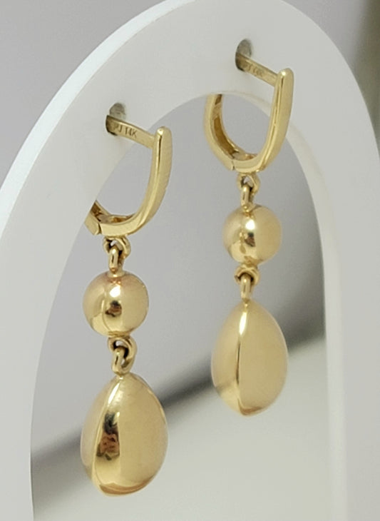 Aretes colgantes 14k