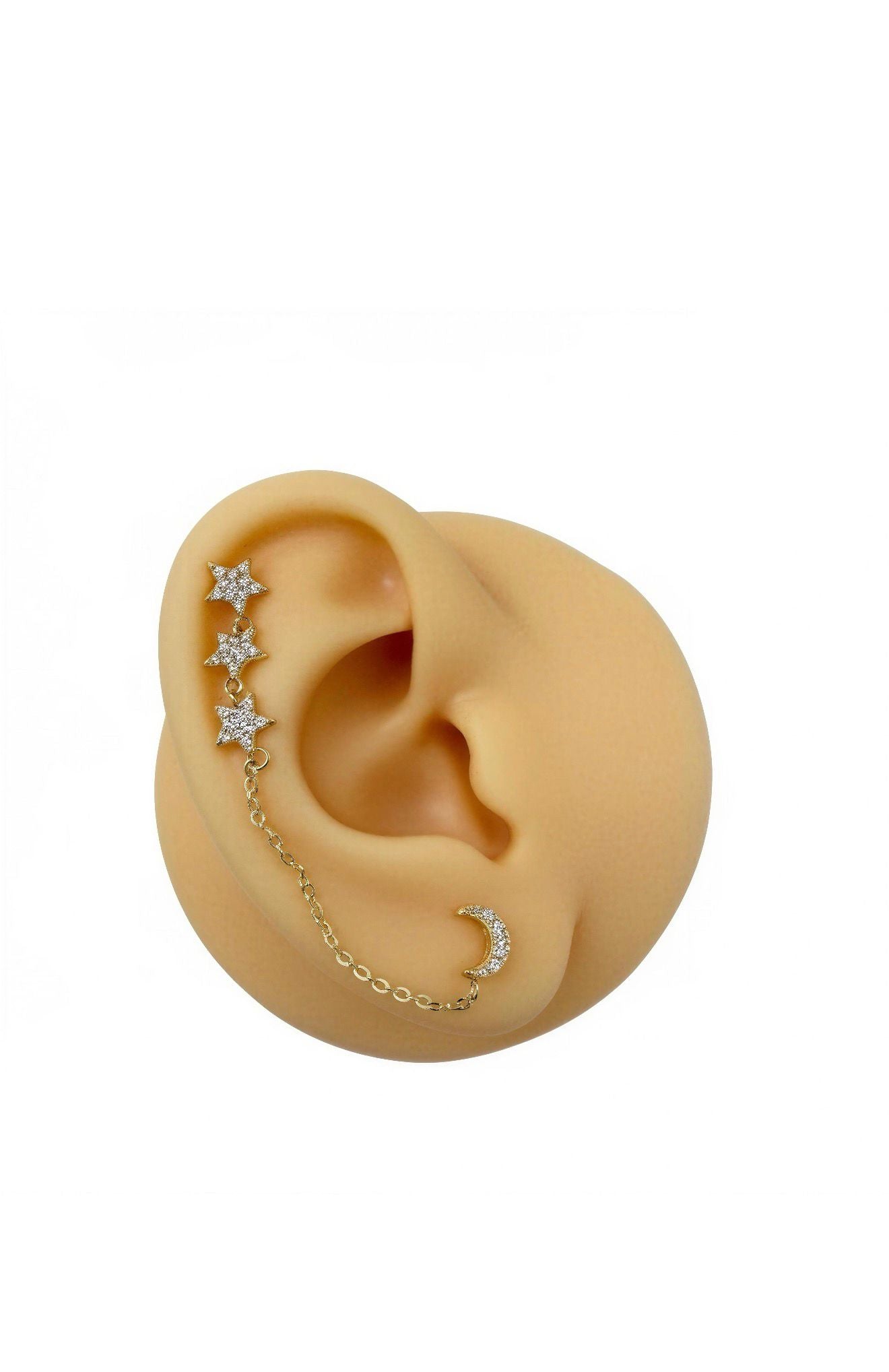 Aretes de cadena doble 14k