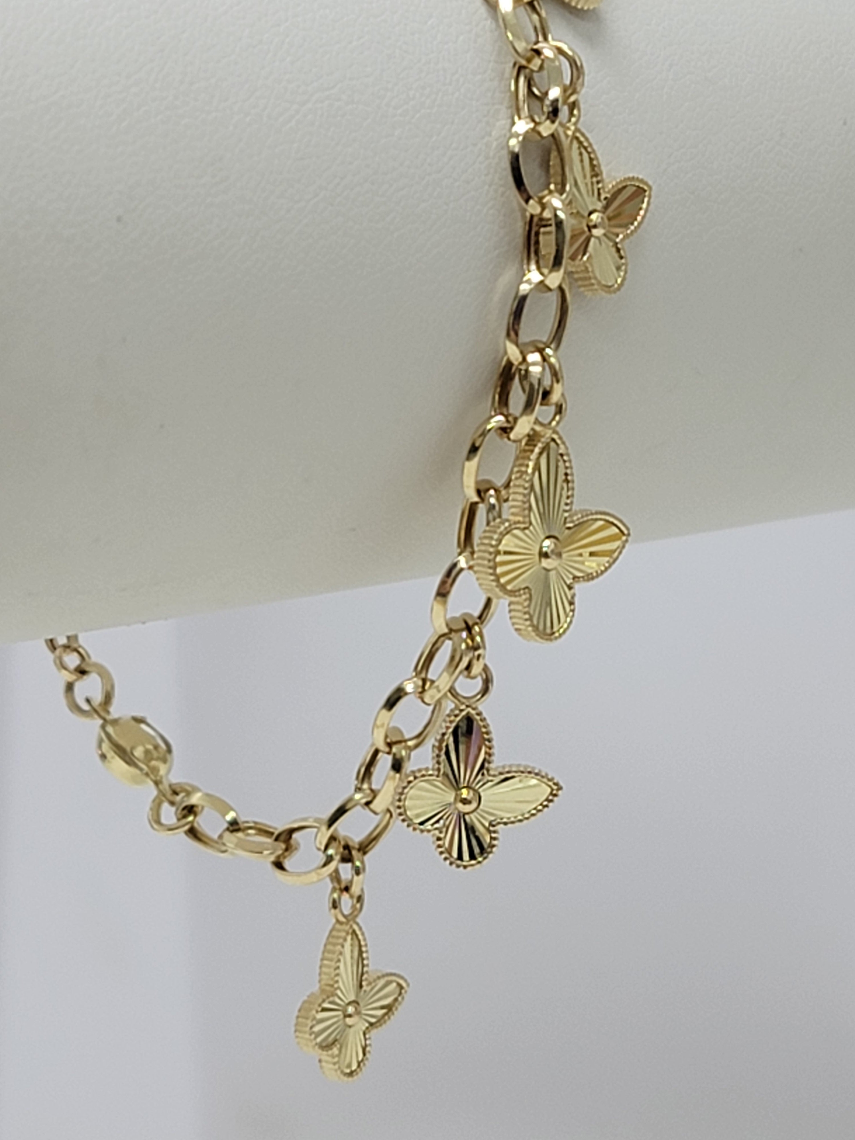 Pulsera colgantes mariposas 14k