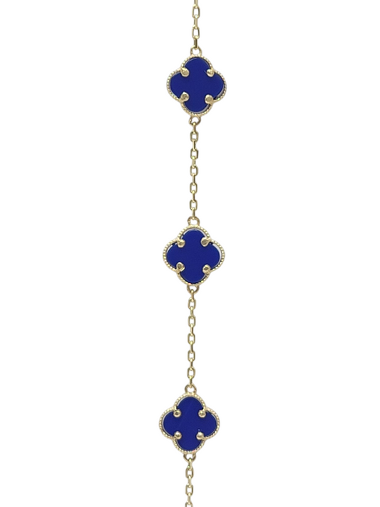 Pulsera 5 flores azules 14k