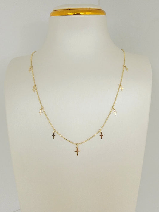 Cadena con dije de cruz 14k